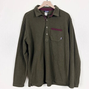Mens Patagonia Olive Green Quarter Button Fleece